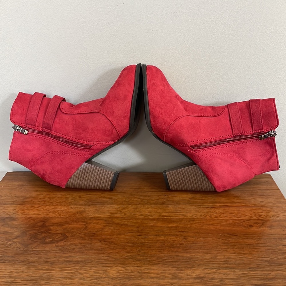 YAO FEI RED HIGH HEEL ANKLE BOOTS - Picture 8 of 16